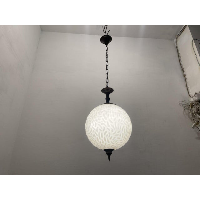 Bronze Opaline Light Pendant 1950’s Height including chains ceiling canopy 85 cm Height without chain 40 cm Width 26 cm...