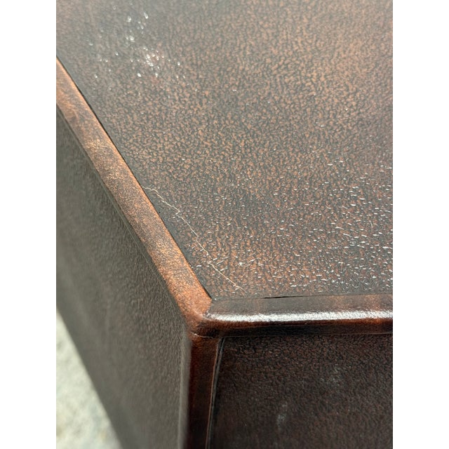 Hexagonal Embossed Leather Side Table, Vintage For Sale In San Francisco - Image 6 of 12