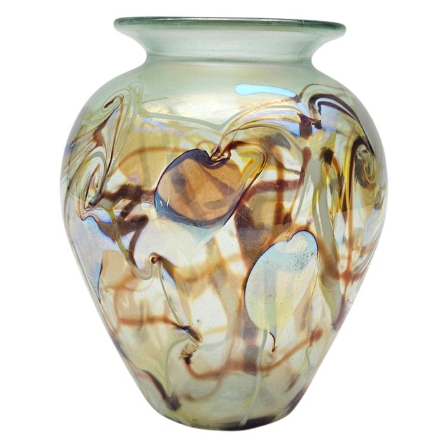 Don Richardson Carlson Art Glass Iridescent Hearts & Vines Vase 5.75" For Sale - Image 10 of 11