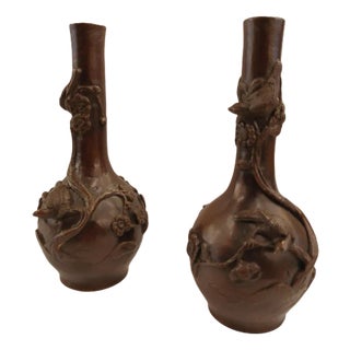 Bronze Soliflore Vases, Japan, 19th Century, Set of 2 For Sale