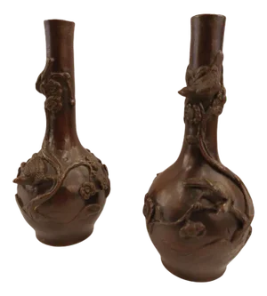Bronze Soliflore Vases, Japan, 19th Century, Set of 2
