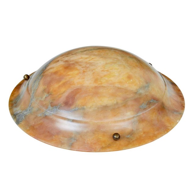 1930s Art Deco Carved Alabaster Ceiling Light, 1930s For Sale - Image 5 of 9