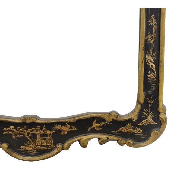 Rococo-Style Gilded Chinoiserie Mirror/Wall Mirror Black Lacquer With Gilded French Rococo Chinese Style ✨ For Sale In New York - Image 6 of 9