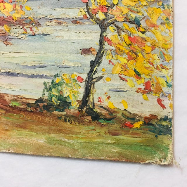 1938 Autumnal Coastal Landscape Signed Oil Painting For Sale - Image 4 of 7