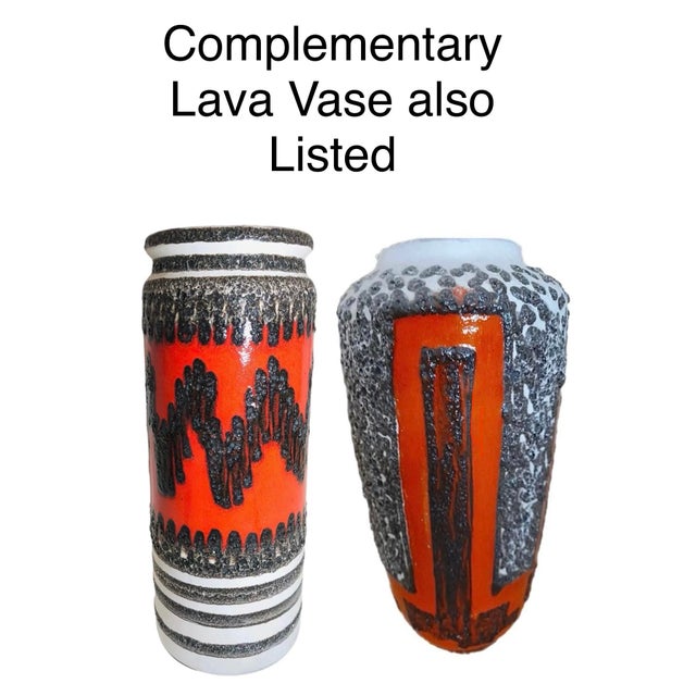 Ceramic 60s Huge 1.5 Ft Schuerich Brutalist Geometric Fat Lava Floor Vase Umbrella Walking Stick Holder Germany For Sale - Image 7 of 7