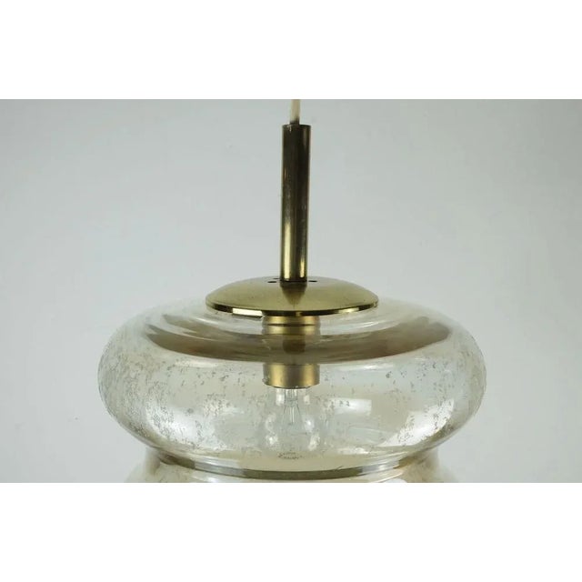 Mid-Century Pendant Light Bubble in Amber Glass and Brass, 1960s For Sale - Image 9 of 11