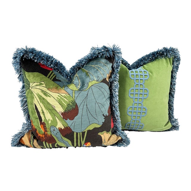 Gp&j Baker Pillows Nympheus Velvet- A Pair For Sale