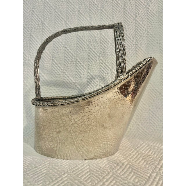 Late 20th Century Silver Plate Crocodile Pattern Wine Bottle Caddy For Sale - Image 4 of 8