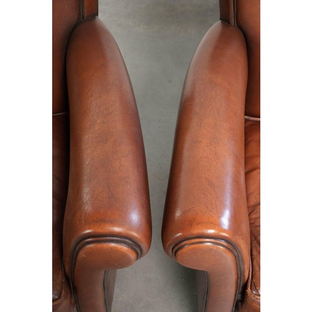Brown Club Chairs in Sheepskin Leather, Set of 2 For Sale - Image 8 of 16
