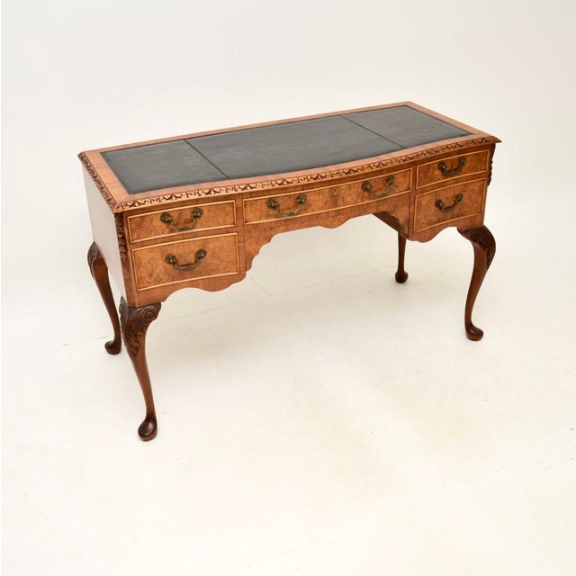 Burr Walnut Desk with Leather Top, 1930s For Sale - Image 12 of 12