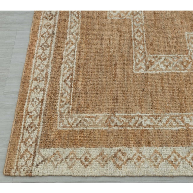 Textile 5x8Ft. Natural Brown Cream Jute Taureg Inspired Soumek Jute Hand Woven Rug For Sale - Image 7 of 12