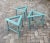 A fun set of 3 faux bamboo triangles wood tables,a beautiful original color of turquoise.