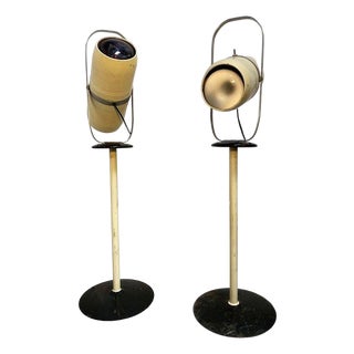1950s Enameled Steel Westinghouse Mid-Century Atomic Age Industrial Lamp, Pair For Sale