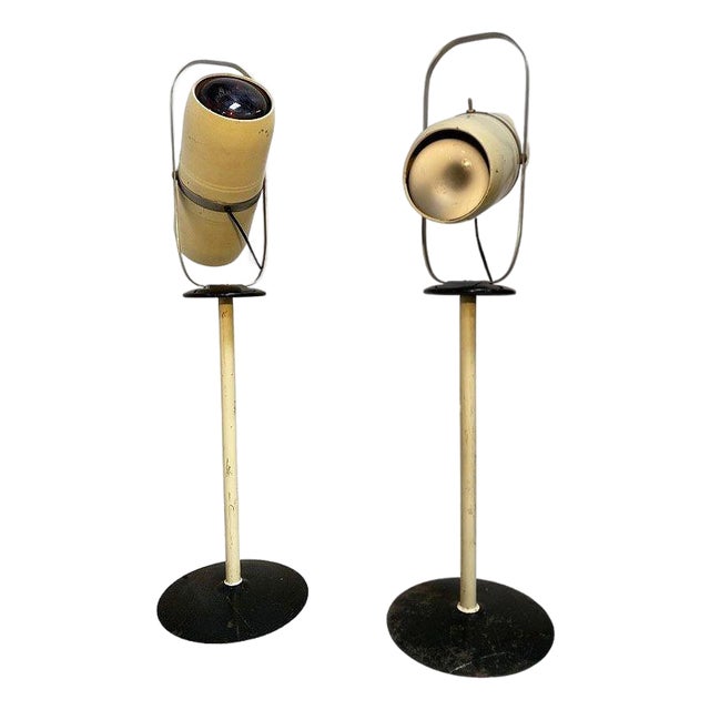 1950s Enameled Steel Westinghouse Mid-Century Atomic Age Industrial Lamp, Pair For Sale