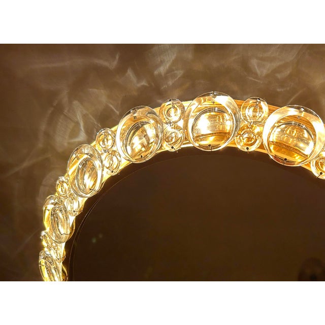 Vintage Illuminated Crystal Brass Mirror from Palwa, 1960s For Sale - Image 9 of 18