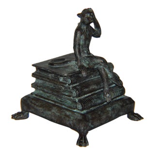 1990s Maitland Smith Bronze Monkey Lidded Box For Sale