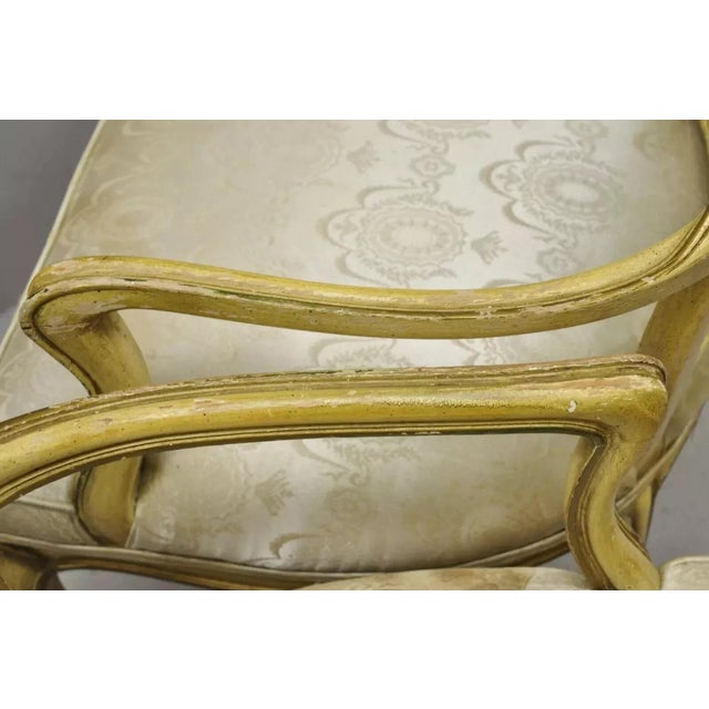 Yellow Mid 20th Century Vintage Italian Provincial French Louis XV Yellow Cane Dining Arm Chairs - Pair For Sale - Image 8 of 12