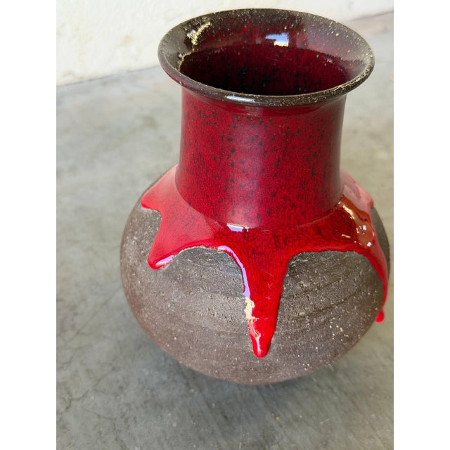 Mid-Century Modern Lehmann Danish Ceramic Vases Set of 2 – Red Lava Glaze Mid Century Modern 1960s For Sale - Image 3 of 10