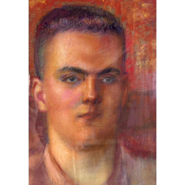 Mid-Century Modern Vintage Mid 20th Century Modern Pastel Drawing Portrait of a Man For Sale - Image 3 of 6