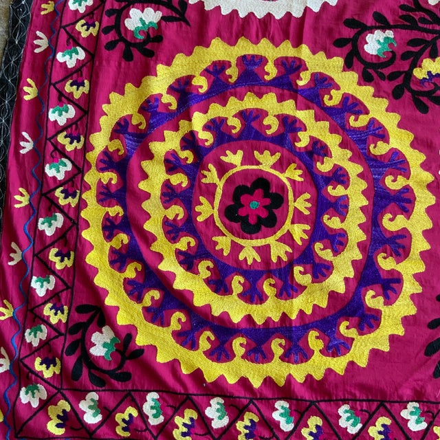 Early 20th Century Antique Signed Hand-Embroidered Large Suzani Textile For Sale - Image 5 of 13