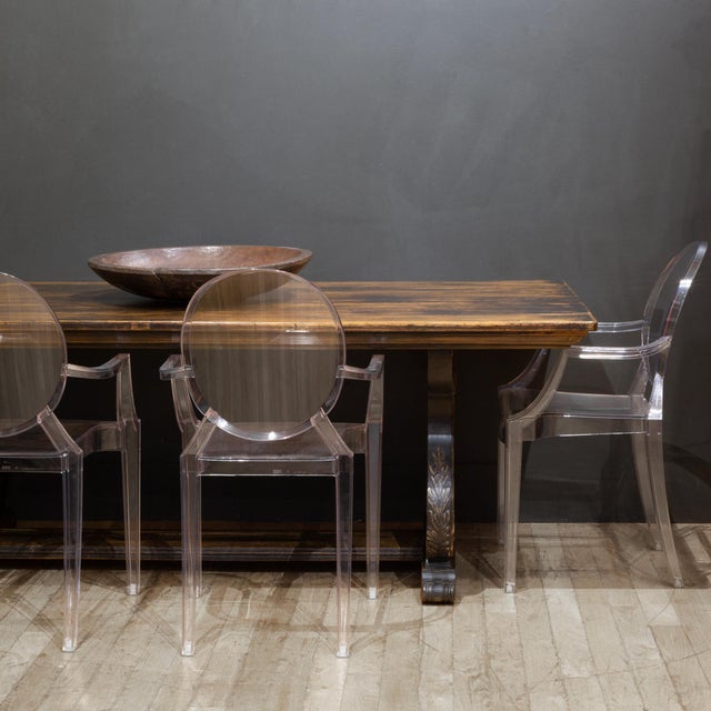 ABOUT An original 19th c. tresle dining table table with filigree wood carvings on the base. CREATOR Unknown. DATE OF...
