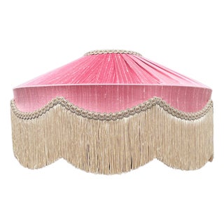 The Peggy Pink Silk Fringed Lampshade - Medium For Sale