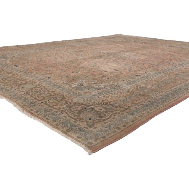 76494 Vintage Persian Khorassan Rug, 08'03 X 11'04. Warm decadence meets nostalgic charm in this vintage Persian Khorassan...