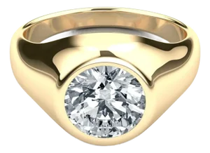 Igi Cert 3.85 Carat Lab Grown Diamond Bezel Set 14k Yellow Gold Statement Ring