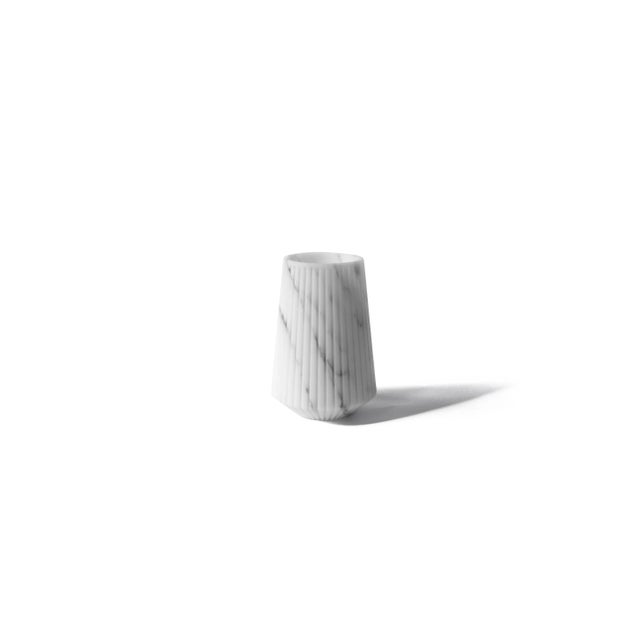 Striped medium vase in white Carrara marble. -Jacopo Simonetti design for FiammettaV- Each piece is in a way unique (every...