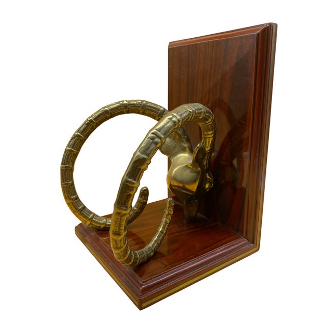 Hollywood Regency Vintage Art Deco Style Ram Head Bookends, Hollywood Regency Sculptural Bookends For Sale - Image 3 of 5
