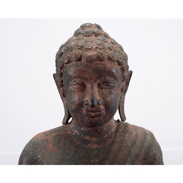 South Asian Cast Iron Buddha Figure Abhaya Mudra Pose 3 Ft For Sale - Image 4 of 18