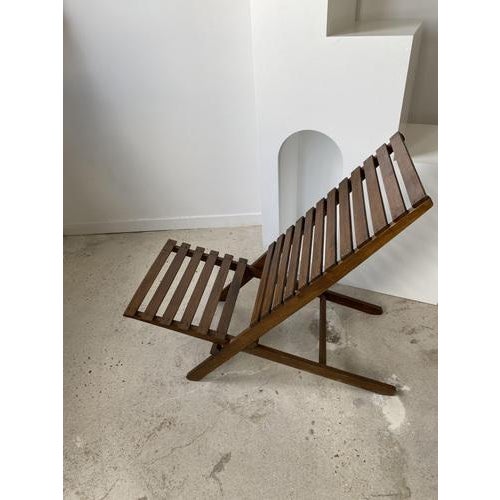 Wood Foldable Slatted Teak Lounge Chair For Sale - Image 7 of 18