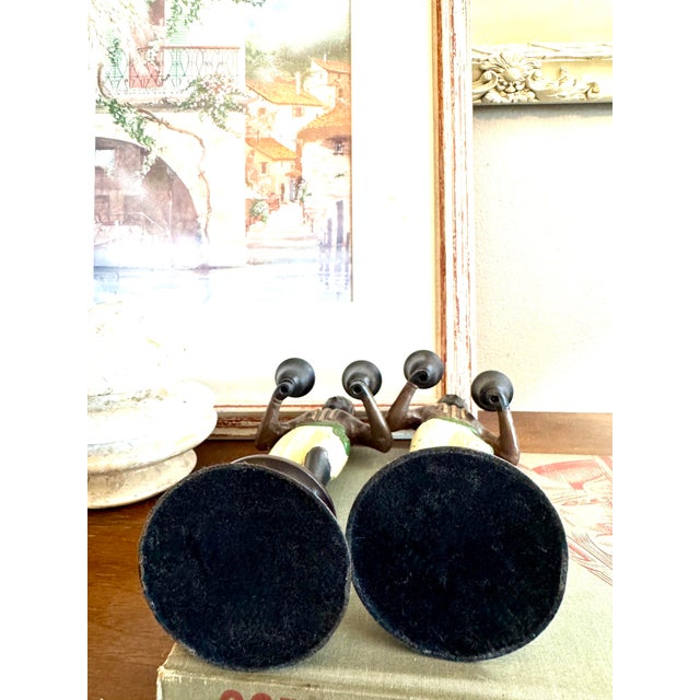 Vintage Moorish Figural Double Candleholders, Pair – Hand Painted Cast Metal Candlesticks, Hollywood Regency Style For Sale - Image 9 of 10