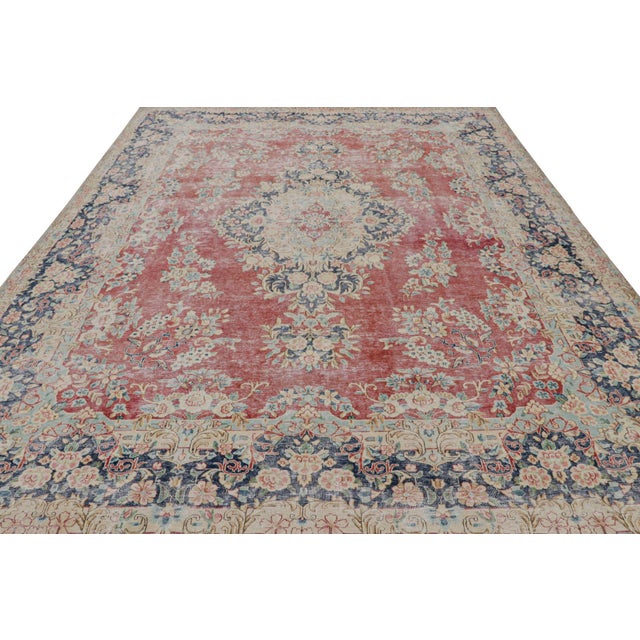 Traditional Vintage Persian Kerman Rug in Red, Blue and Beige Floral Patterns by Rug & Kilim For Sale - Image 3 of 7