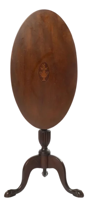 Early 20th Century Inlaid Mahogany Ball and Claw Foot Tilt Top Table