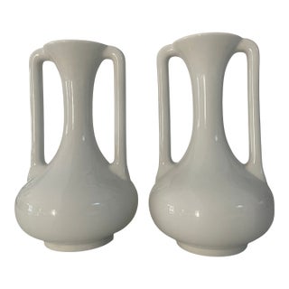Pair of White Art Nouveau Style Porcelain Vases For Sale