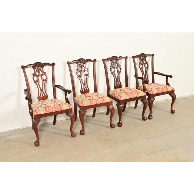 Ethan Allen Ethan Allen Chippendale Carved Mahogany Dining Chairs, Set of Four For Sale - Image 4 of 13