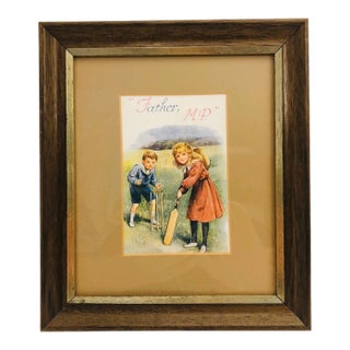 Early 1900s English Nursery Print With Wood Frame, For Sale