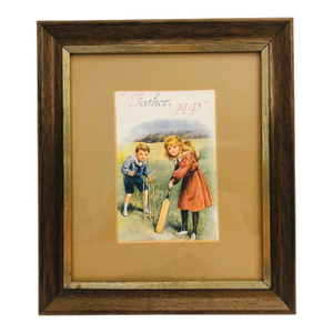 Early 1900s English Nursery Print With Wood Frame,