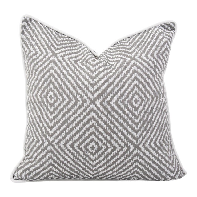 24 x 24 Outdoor Pillow Helm Pewter- Down Alternative Insert For Sale