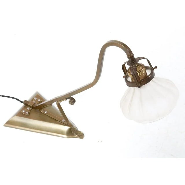 Art Nouveau Patinated Brass Table Lamp, 1900s For Sale - Image 4 of 8