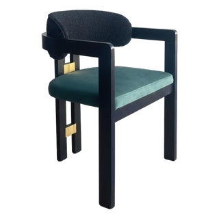 Conan Wood Dining Armchair Chair in Green and Black For Sale
