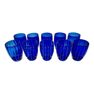 Zafferano "Perle" Blu/Blue Glass Tumblers- Set of 10