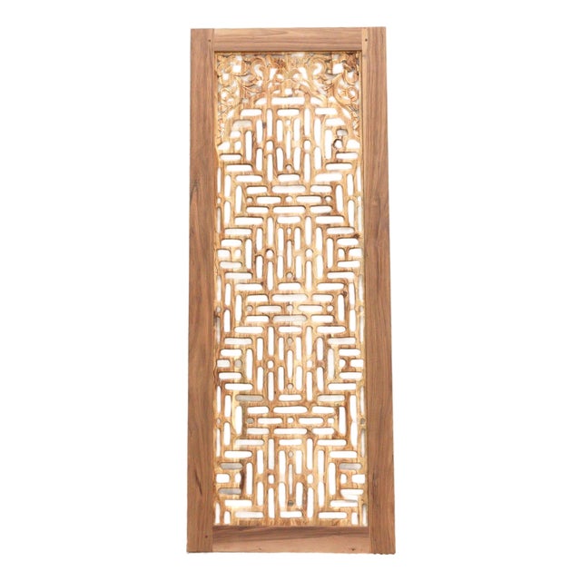 84" Organic Modern Lattice Carved Door For Sale