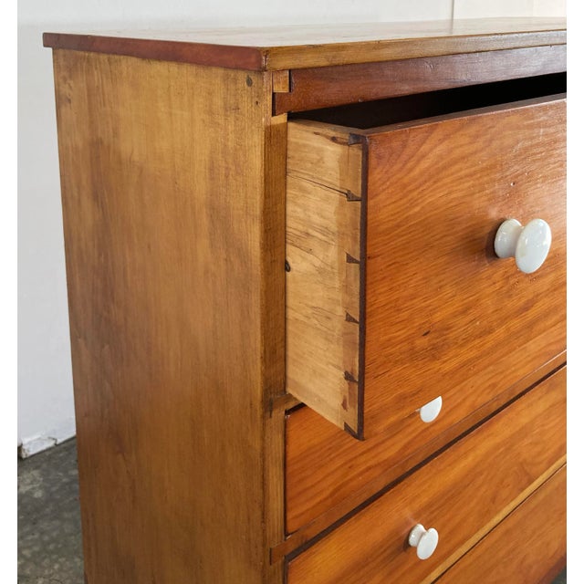 Wood Early American Country Pine Dresser W/ Original Porcelain Knobs For Sale - Image 7 of 12