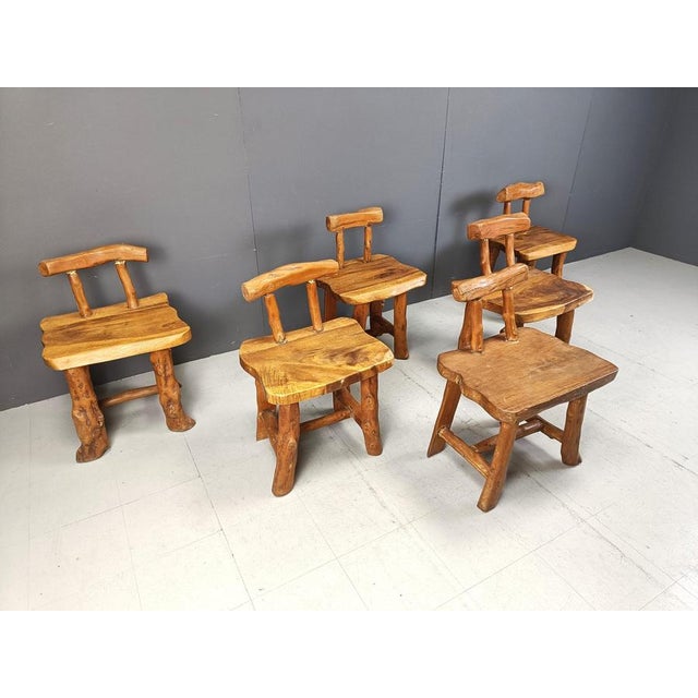 Wood Brutalist Dining Chairs, 1960s, Set of 6 For Sale - Image 7 of 12