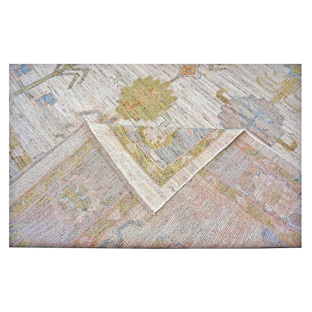 Turkish Oushak Wool 10x12 Gold, Ivory & Gray Handmade Area Rug #1144132 For Sale - Image 13 of 14