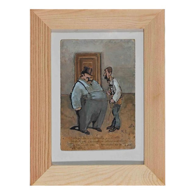 Gabriele Galantara, The Tailor, Original Painting, Early 20th Century, Framed For Sale