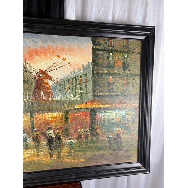 Mid‑Century Paris “Moulin Rouge at Dusk” Original Impasto Oil Painting — Signed C. Kany For Sale - Image 9 of 10