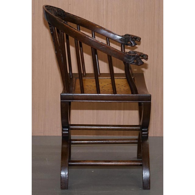 Set of Anglo Chinese Hand Carved Savonarola Armchairs, 1900s For Sale - Image 10 of 18